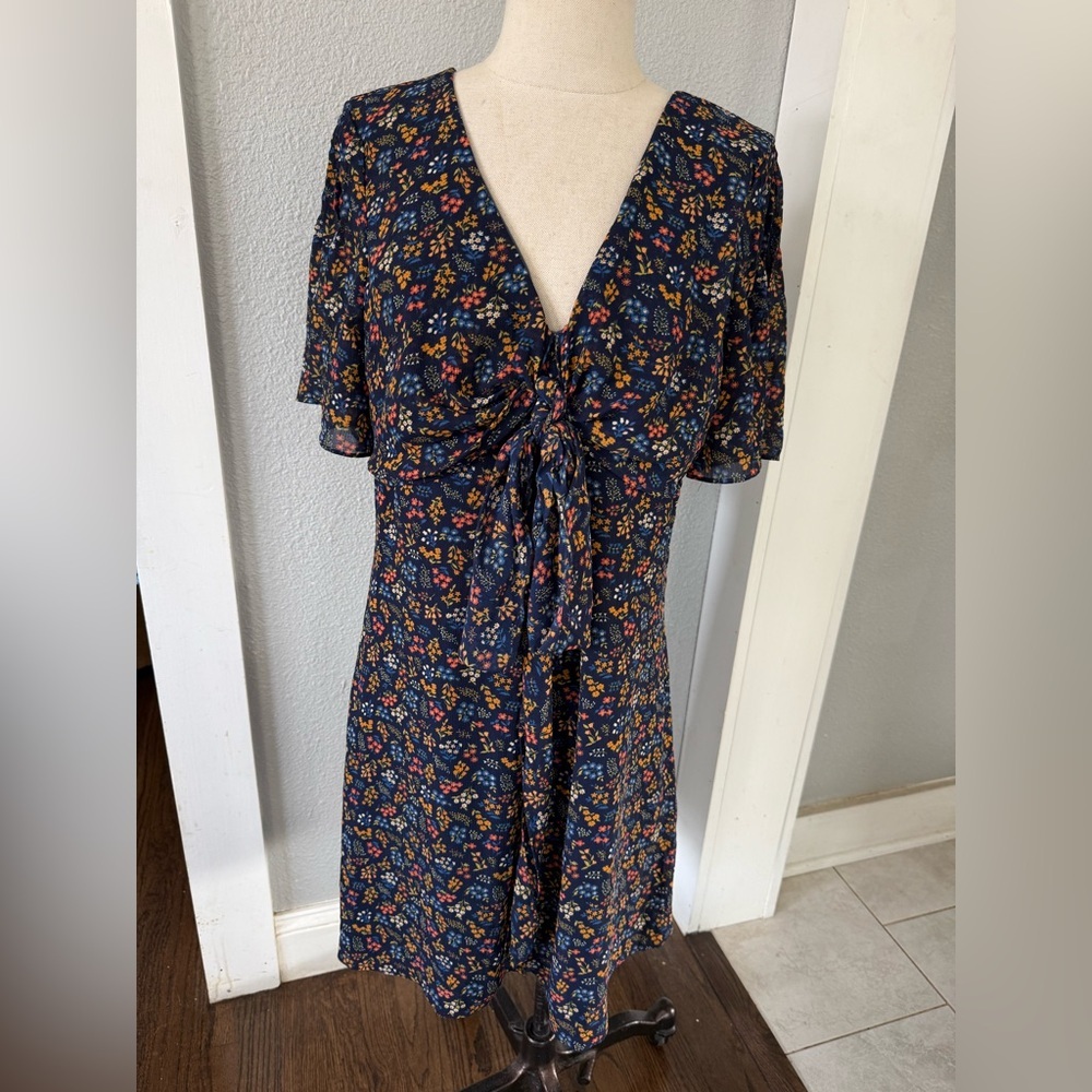 Madewell Garden Party Tie front Mini Dress Size 8